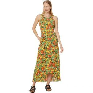 TOAD & CO Orange print maxi dress with pockets, size M